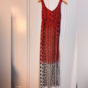 Earthbound Trading Co Tribal Ombre Maxi Dress Womens Rayon Sleeveless Small‎